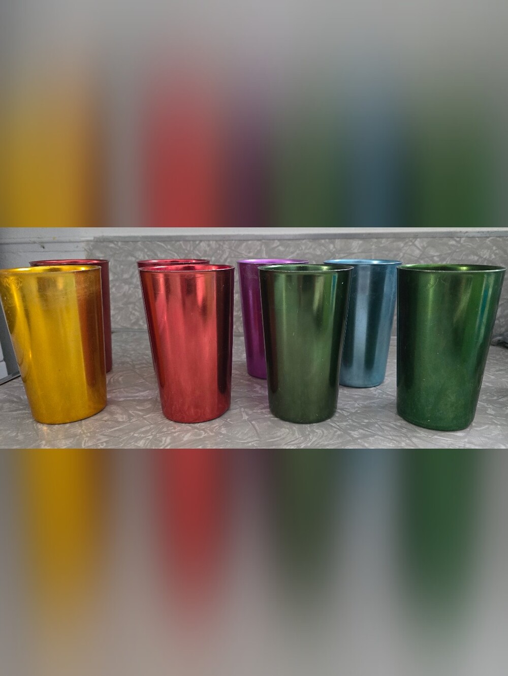 Bascal Aluminum Cups Glasses Tumblers  Vintage Assorted Colors (8)